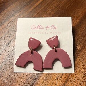 Abstract drop earrings, dusty rose color NWT